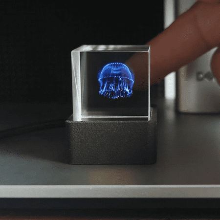 HolaCube WiFi Holographic Crystal 3D Photo Display, Smart Weather Station & Digital Clock with GIF Animations and Electronic Image Album Player for Desktop/Car Décor