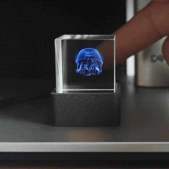 HolaCube WiFi Holographic Crystal 3D Photo Display, Smart Weather Station & Digital Clock with GIF Animations and Electronic Image Album Player for Desktop/Car Dcor