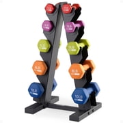 HolaHatha 2, 3, 5, 8, and 10 Pound Neoprene Dumbbell Weight Set with Rack