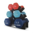thumbnail image 1 of HolaHatha 2, 3, & 5 LB Neoprene Dumbbell Free Weight Set w/ Rack, Red/Blue, 1 of 10