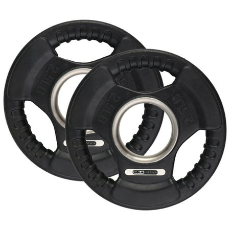 HolaHatha 2.5-Pound Olympic Rubber Coated Weight Plates w/Handle (2 Pack)
