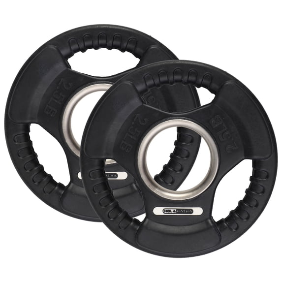 HolaHatha 2.5-Pound Olympic Rubber Coated Weight Plates w/Handle (2 Pack)