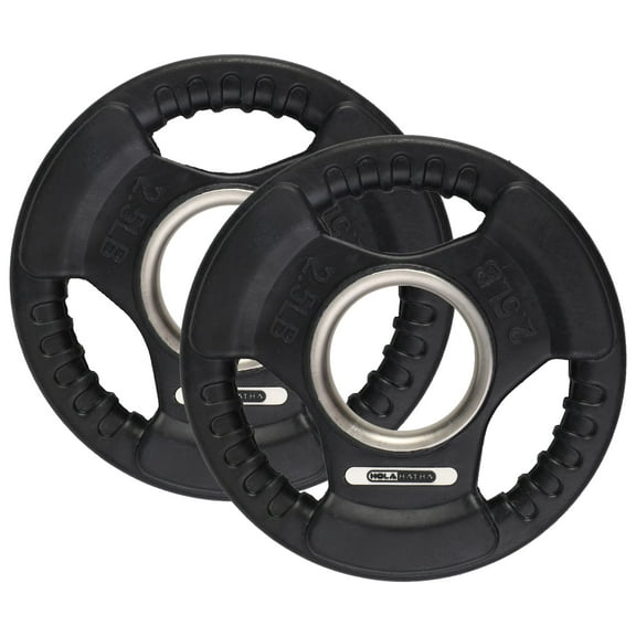 HolaHatha 2.5-Pound Olympic Rubber Coated Weight Plates w/Handle (2 Pack)