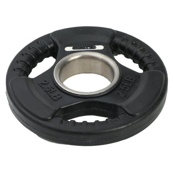 HolaHatha 2.5-Pound Olympic Rubber Coated Weight Plates with Handle, Black