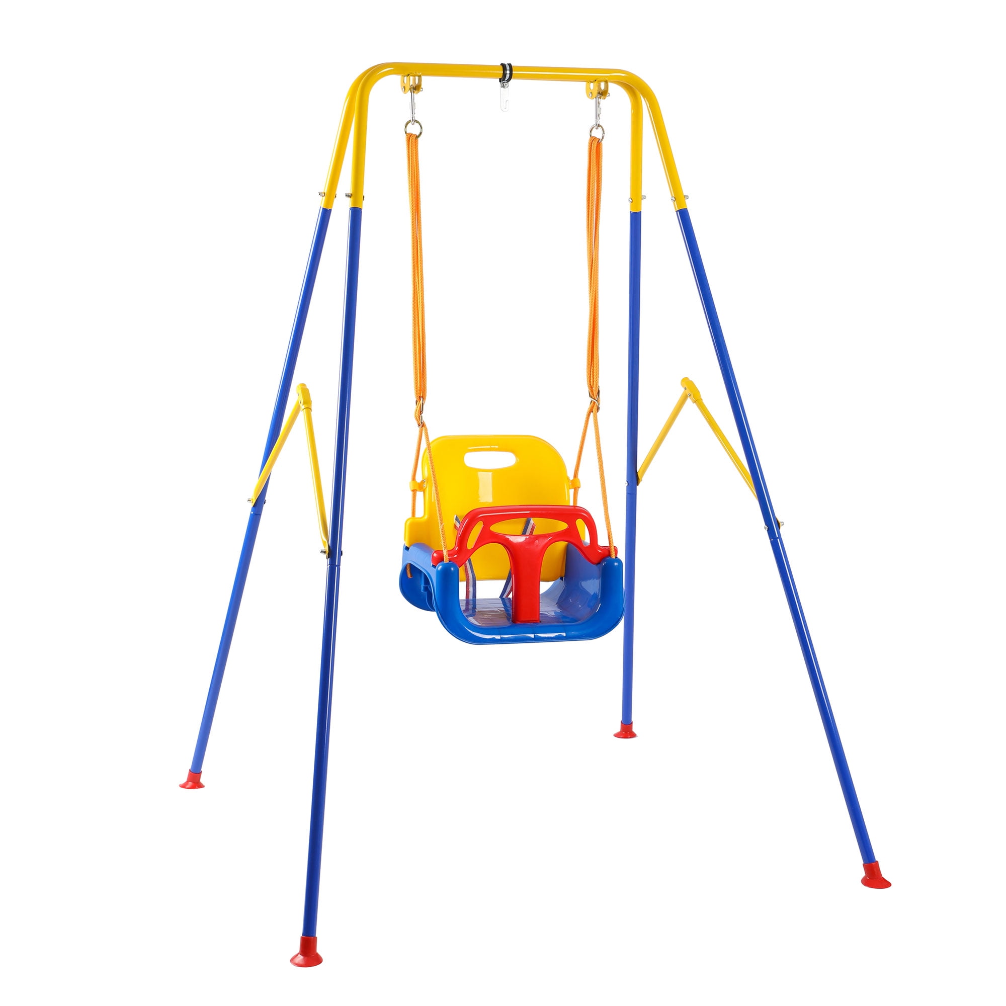 HolaHatha 3-in-1 Adjustable Toddler Swing Set with 4 Sandbags, Multicolor