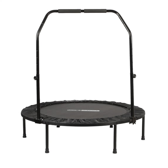 HolaHatha 48" Folding Mini Fitness Trampoline with Adjustable Handle, Black