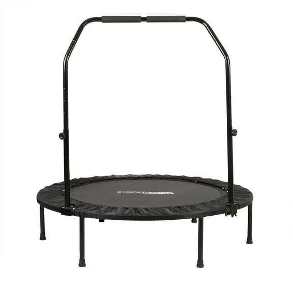HolaHatha 48" Folding Mini Fitness Trampoline with Adjustable Handle, Black