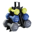 thumbnail image 1 of HolaHatha 5, 10, and 15 lb Neoprene Dumbbell Free Hand Weight Set & Rack, 1 of 9