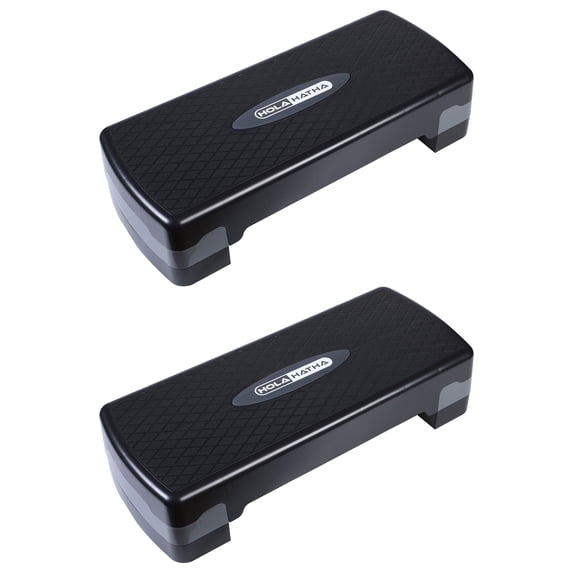 HolaHatha Adjustable Aerobic Step Platform Fitness Equipment (2 Pack)