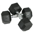 thumbnail image 1 of HolaHatha Iron Hexagonal Cast Exercise 25 lb Dumbbell Weights Pair, Black, 1 of 12