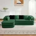 thumbnail image 1 of Holaki 106" Boneless Modular Sectional Sofa Couch, 32D High-Resilience 3-Seater Couch with Throw Pillows, Teddy Fleece Fabric Convertible Sofa Couch with R-Shaped Chaise for Living Room, Green, 1 of 12