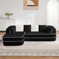 thumbnail image 1 of Holaki 106" Boneless Modular Sectional Sofa Couch, 32D High-Resilience 3-Seater Couch with Throw Pillows, Teddy Fleece Fabric Convertible Sofa Couch with R-Shaped Chaise for Living Room, Black, 1 of 12