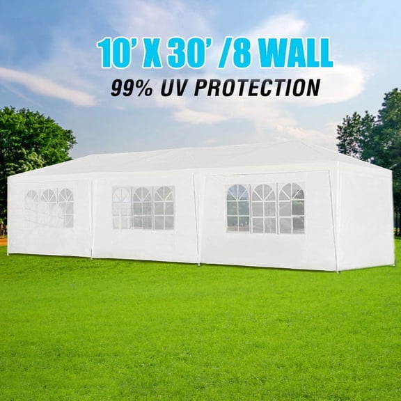 Holaki 10x30' Wedding Party Canopy Tent Outdoor Gazebo with 5 Removable Sidewalls