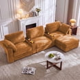 thumbnail image 1 of Holaki 138" L-Shaped Oversized Modular Sectional Sofa with Ottoman, 3 Seater Comfy Cloud Couch for Living Room, Deep Seat Down-Filled Sofa with 2 Built-in Side Tables & Storage Space, Orange, 1 of 10