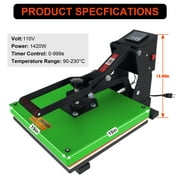 Holaki 15x15 Inch Heat Press Machine with Slide Out Drawer for T-Shirt with Digital Control Panel, Green