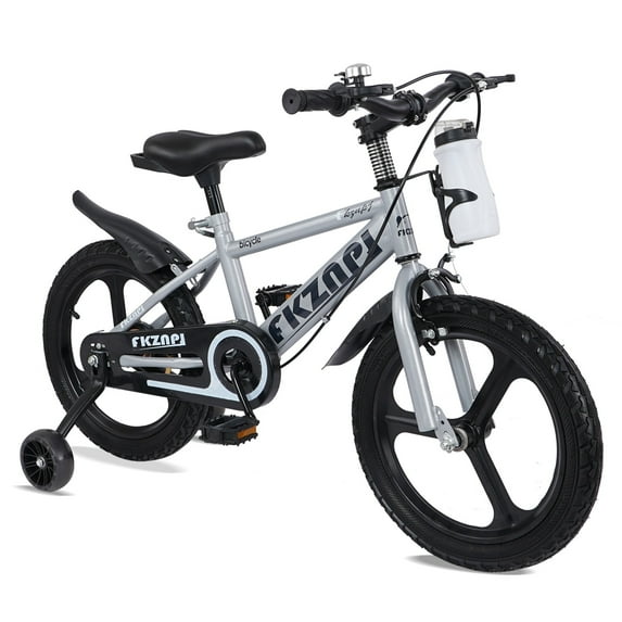 Holaki 16 inch Kids Bike with Training Wheels & Handbrake for Boys & Girls Ages 5-7, High Carbon Steel Frame Adjustable Seat Kids Bicycle with Kettle Stand & Night Glow for Birthday Gift, Gray