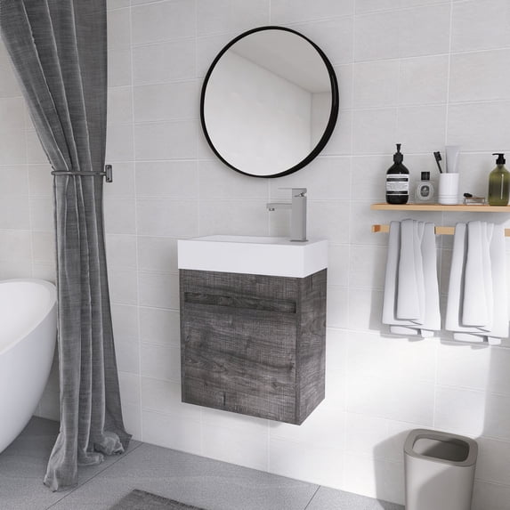 Holaki 18" Floating Bathroom Vanity with Sink and Soft Close Door, for Small Powder Room, Gray