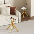 thumbnail image 1 of Glass End Table for Living Room Set of 2, Holaki 17.72" Modern Square Side Table with Tempered Glass Top & Metal Legs, Small Glass Table for Bedroom Office, Gold, 1 of 9