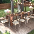 thumbnail image 1 of Holaki 20”-118.5”L Extendable Foldable Dining Table for 10 People, Wood Modern Rustic Rectangle Expandable Kitchen Living Meeting Room Furniture, 6 Tabletop Length Options, Walnut, 1 of 11