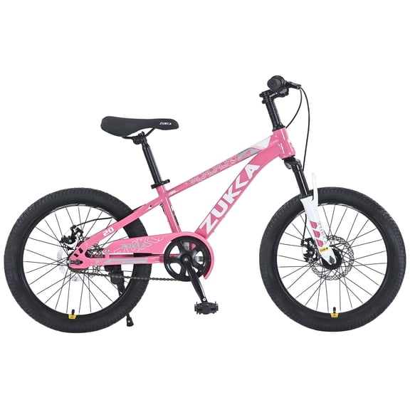 Holaki 20-inch Kids Mountain Bike for Boys Girls Ages 7-10, Durable Steel Frame Kid Bicycle with Suspension Fork & Double Disc Brakes, Pink