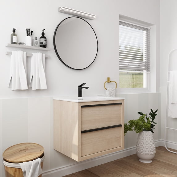 Holaki 24" Bathroom Vanity with 2 Soft Close drawers, White Ceramic Basin