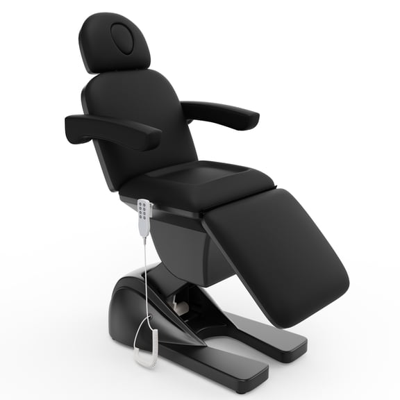 Holaki 3-Motor Lift Electric Massage Table with Remote Control, PU Leather Steel Electric Massage Bed with Adjustable Backrest, Seat Height & Leg Support, Black