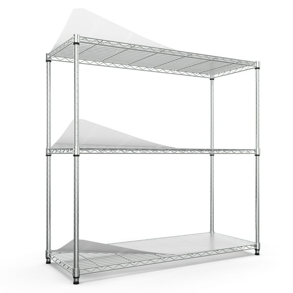 Holaki 3 Tier Wire Shelving Unit, 1050 LBS NSF Height Adjustable Metal Garage Storage Shelves, Heavy Duty Storage Wire Rack Metal Shelves - Chrome