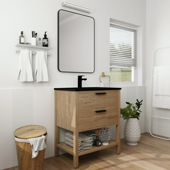 Holaki 30 Inch Bathroom Vanity Plywood With 2 Drawers, Imitative Oak
