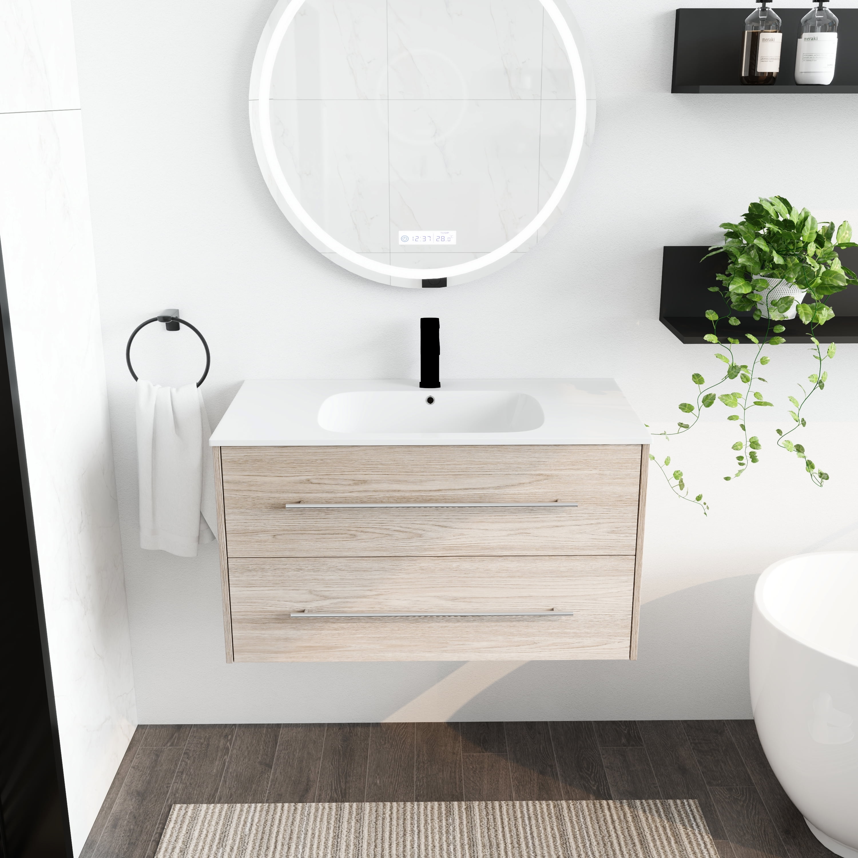Holaki 36 Inch Wall Mounted Bathroom Vanity KD Packing
