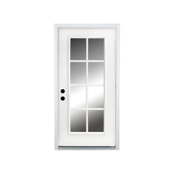 Holaki 36 in. x 80 in. 8 Lite Full Lite Clear Glass Left Hand Inswing Fiberglass Entrance Door White Primed Fiberglass Knock Down Front Door,White