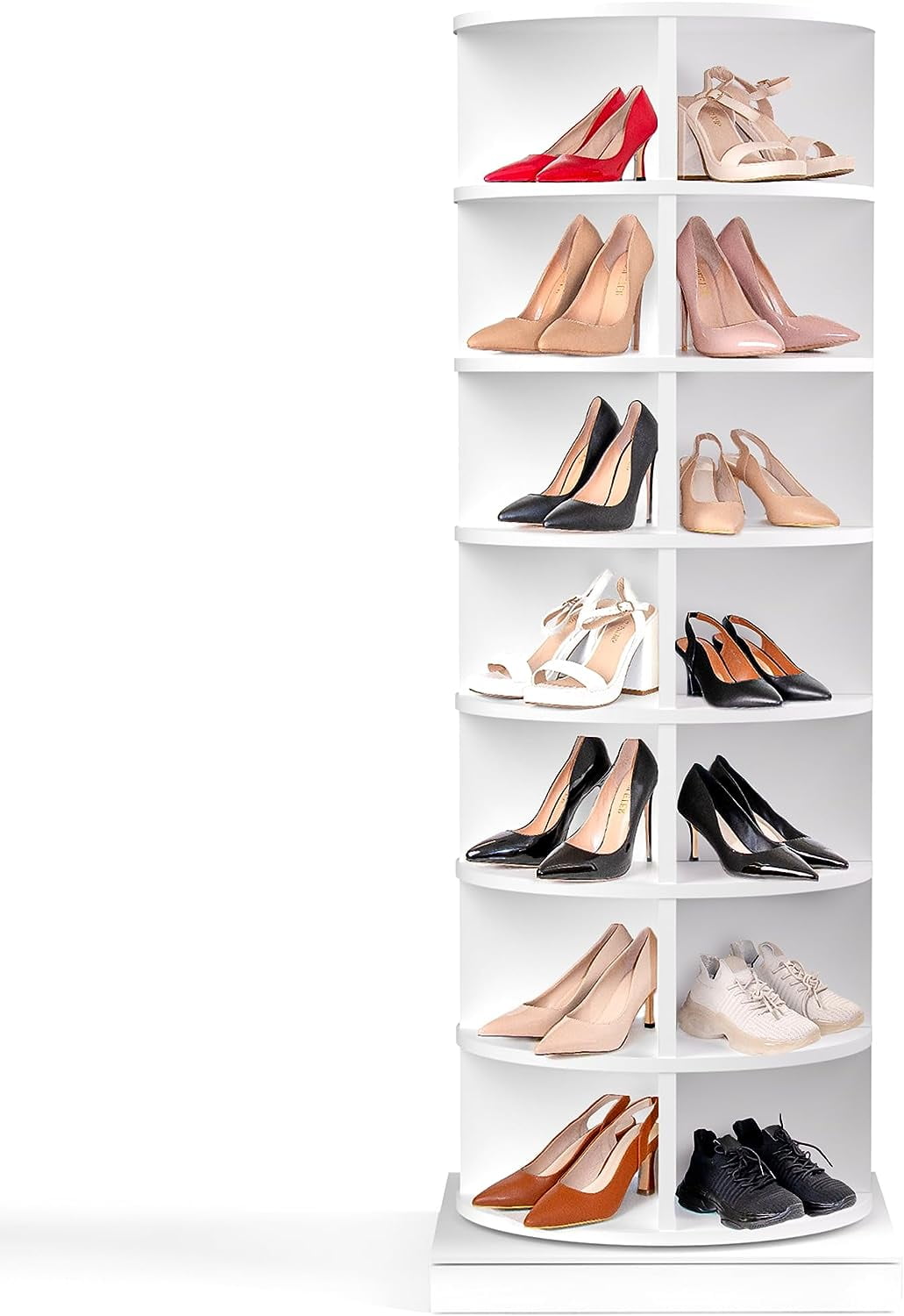 Holaki 7 Tiers 360 Rotating Shoe Rack Capacity of 28 Pairs Shoe Organizer for Entryway Living Room Hallway Walmart