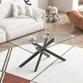 thumbnail image 1 of 39.37" Rectangular Glass Dining Table, Holaki Modern Tempered Glass Kitchen Table with Sturdy Metal Legs, Dinning Room Table for Home Dinner, Black, 1 of 10
