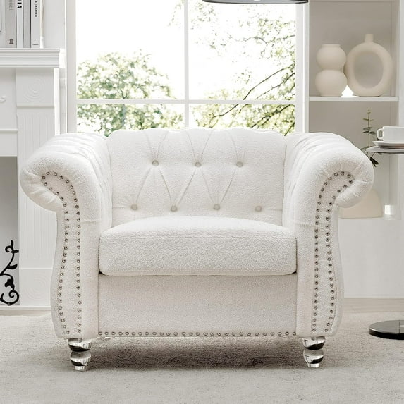 Holaki 39" Chesterfield Fabric Single Sofa Furniture,Upholstered Sofa with Tufted Back,Roll Arm Classic Chesterfield Settee Couches for Living Room,Office