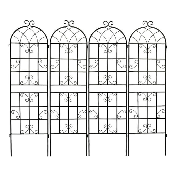 Holaki 4 Pack 87x19.7x71in Rustic Iron Arch Decoration Garden Trellis with Black Metal Coating Perfect for Supporting Climbing Plants Outdoor,Roses,Vines,Flowers,and Vegetables