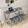 thumbnail image 1 of Holaki 4-Piece Farmhouse Counter Height Dining Set, Bar Table and Chairs Set, Wood Dining Table Set with Power Outlet and 3 Upholstered Stools for Breakfast Nook, Living Room, Gray, 1 of 9
