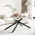 thumbnail image 1 of Glass Coffee Table, Holaki 47.2" Clear Rectangle Glass Coffee Table, Modern Coffee Table with Metal Legs, Center Table Sofa Table Home Furniture for Living Room, 1 of 8