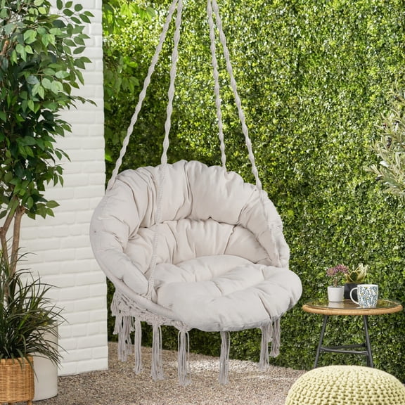Holaki 47.2" Round Hammock Chair Swing,Upgraded Max 330LBs Macrame Swing for Indoor and Outdoor Use,Hanging Cotton Rope Macrame Hammock Chair Swing with Stainless Steel