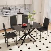 Holaki 47.24 Rectangular Tempered Glass Dining Table for Dining Room, Living Room, Office