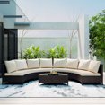 thumbnail image 1 of Holaki 5 Pieces All-Weather Brown PE Rattan Wicker Sofa Set Outdoor Patio Sectional Furniture Set Half-Moon Sofa Set with Tempered Glass Table, Beige, 1 of 9