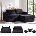thumbnail image 1 of Holaki 75" Convertible Sofa Bed, L-Shaped Boneless Loveseat Couch for Living Room, Modular Sectional Sofa with Movable Ottoman, Modern Corduroy Floor Couch with Cup Holders & Pockets, Black, 1 of 10
