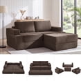 thumbnail image 1 of Holaki 75" Convertible Sofa Bed, L-Shaped Boneless Loveseat Couch for Living Room, Modular Sectional Sofa with Movable Ottoman, Modern Corduroy Floor Couch with Cup Holders & Pockets, Brown, 1 of 10