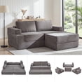 thumbnail image 1 of Holaki 75" Convertible Sofa Bed, L-Shaped Boneless Loveseat Couch for Living Room, Modular Sectional Sofa with Movable Ottoman, Modern Corduroy Floor Couch with Cup Holders & Pockets, Gray, 1 of 11
