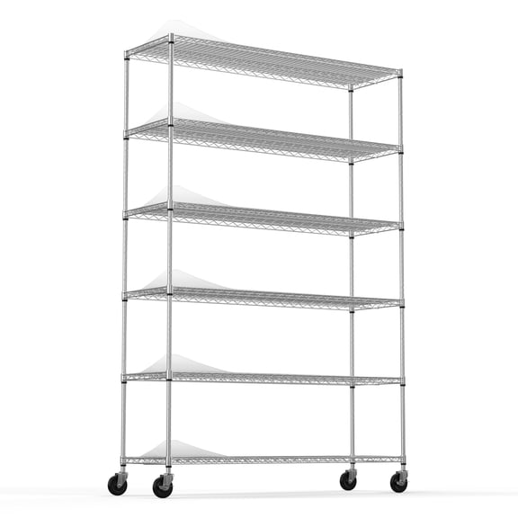 Holaki 6 Tier Wire Shelving Unit, 6000 LBS NSF Heavy Duty Adjustable Metal Garage Storage Shelves with Wheels, Storage Wire Rack Metal Shelves - Chrome