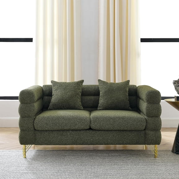 Holaki 60 Inch Oversized Loveseat Sectional Sofa, Living Room Comfort Fabric Sectional Sofa - Deep Seating Sectional Sofa, Soft Sitting with 2 Pillows