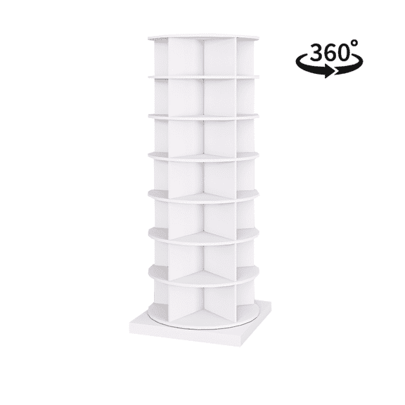 Holaki 360° Rotating Shoe Rack Tower, 7-Tier Vertical Shoe Cabinet Holds up to 28 Pairs, Space-Saving Lazy Susan Shoe Storage Organizer for Entryway, Bedroom, Closet, White