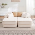 thumbnail image 1 of Holaki 77.2" Boneless Modular Sectional Sofa Couch, 32D High-Resilience 2-Seater Couch with Throw Pillows, Teddy Fleece Fabric Convertible Sofa Couch with R-Shaped Chaise for Living Room, White, 1 of 15