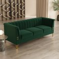 thumbnail image 1 of Holaki 84.2" Elegant 3 Seat Velvet Tuxedo Arm Sofa with Tufted Buckles and Metal legs, Green, 1 of 9