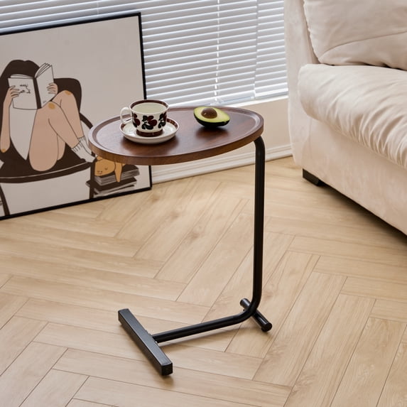Holaki Coffee Table,C Shaped Side Table,C Shaped End Table for Couch,Couch Side Tables with Metal Frame for Living Room Bedroom Bedside,Easy Assembly