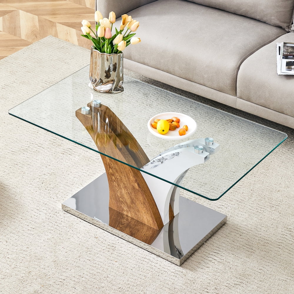 Holaki Coffee Tables with Tempered Glass Top,Art Deco Center Table with ...