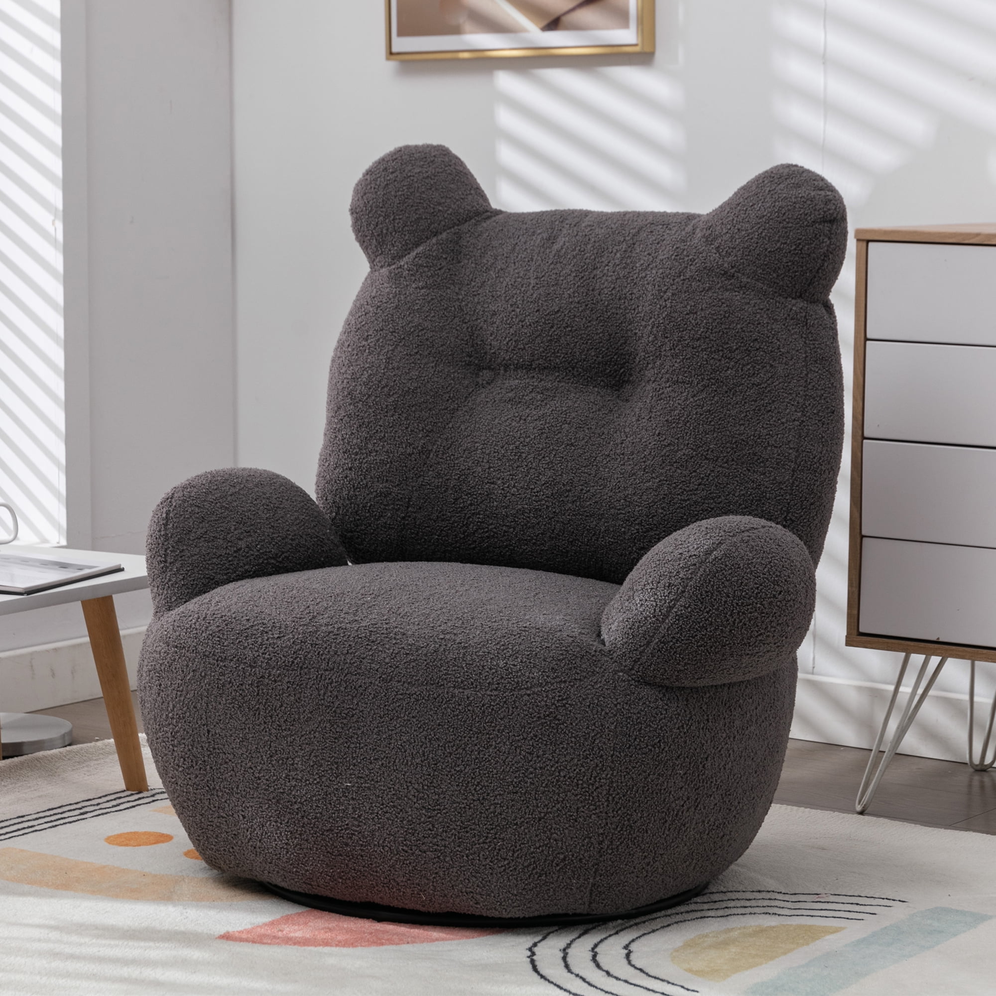Holaki Cute Swivel Accent Chair Teddy Short Plush Particle Velvet